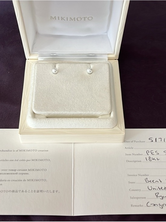 Mikimoto Jewelry - Mikimoto White Pearl Stud Earrings in White Gold Setting